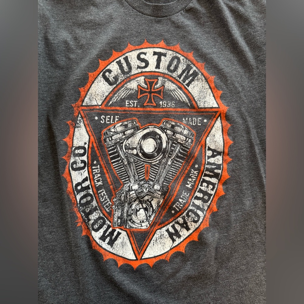 American Apparel Men’s M Custom American Motorcycles Graphic Tee USA Made